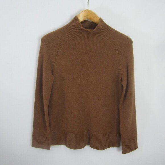 Theory Womens Small Heather Brown LS 100% Cashmere Mock Neck Pullover Sweater S - Picture 1 of 9
